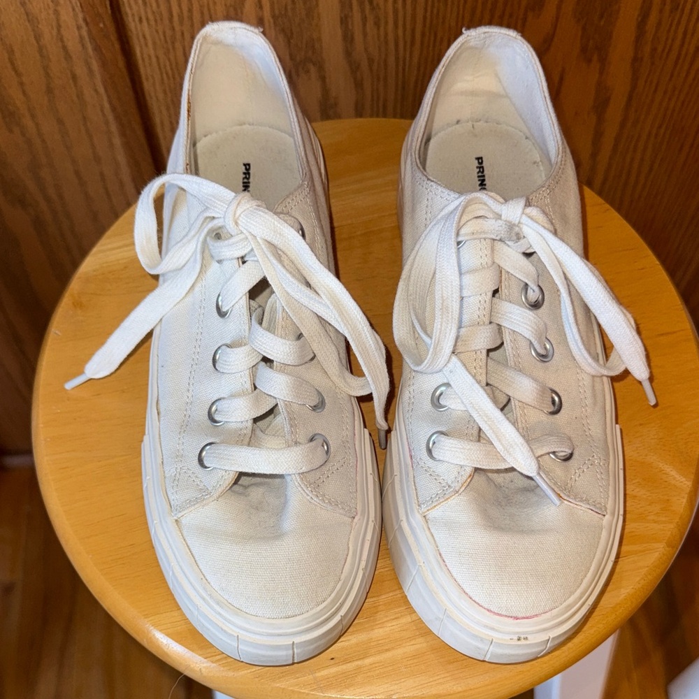 White Canvas Platform Sneakers